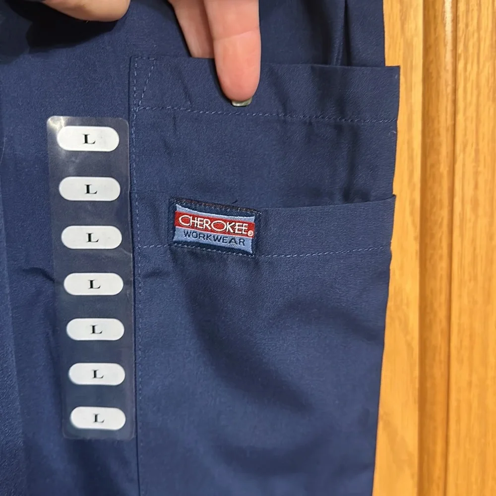 Cherokee Workwear Originals Men Navy Blue Scrubs Pant Fly Front Cargo 4000 - Picture 7 of 13